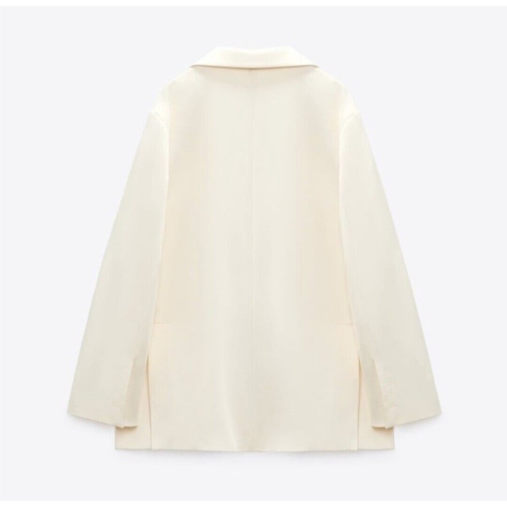 ZARA NWT ZARA OVERSIZED SATIN EFFECT BLAZER Size S Cream/Ivory - Picture 2 of 13